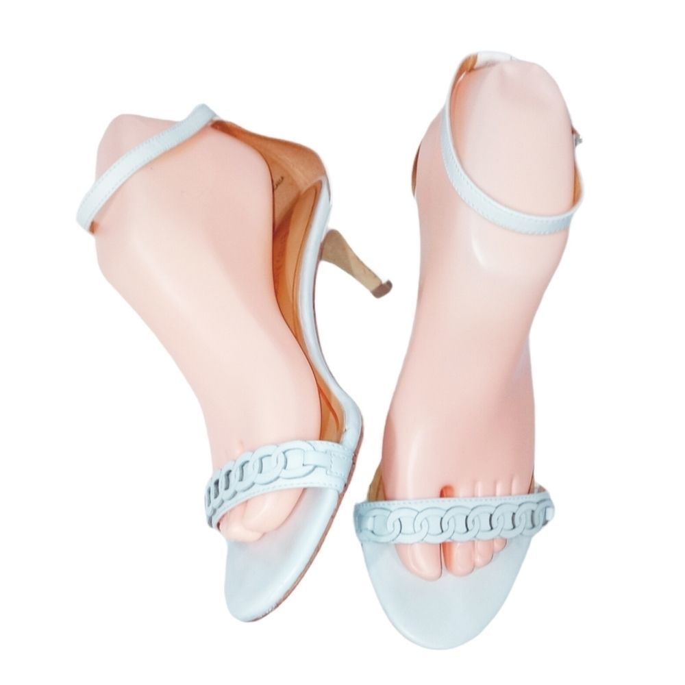 Enzo Angiolini White Leather Strappy Sandals